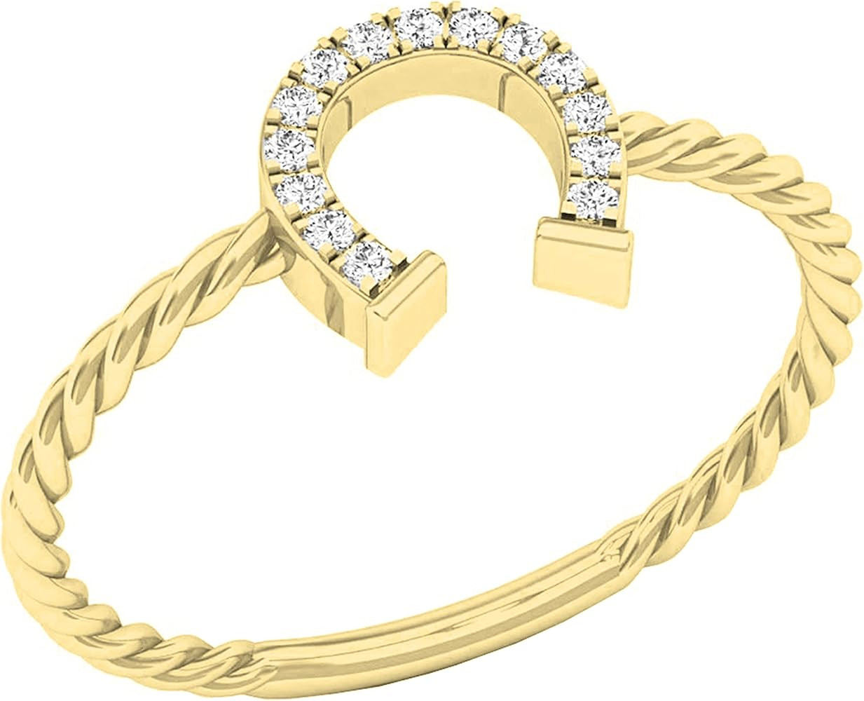 Dazzlingrock Collection Valentine's Day Gift 0.07 Ctw Round White Natural Diamond Horse Shoe Twis... | Amazon (US)