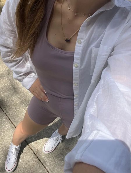 Back in stock and have been wearing on repeat!! Love this little athletic romper, paired with my white converse high tops and white button down. Xoxo, Lauren 

Comment SHOP below to receive a DM with the link to shop this post on my LTK ⬇ https://liketk.it/4gLNc

OMG girls this active onesie / active romper is the cutest Pink Lily find! I am obsessed with how flattering it is, cinches in the right places. Has a razorback style and the shorts don’t roll up, under $50! Perfect look for a college girl and back to college. Can layer up with a thicker cardigan. Has padding, so you don’t have to wear a bra.#romper #onesie #pinklily #converse pink lily boutique, fall fashion, summer fashion 

Follow my shop @lovelyfancymeblog on the @shop.LTK app to shop this post and get my exclusive app-only content!

#liketkit #LTKshoecrush #LTKunder100 #LTKBacktoSchool
@shop.ltk #ltku

#LTKFindsUnder100 #LTKActive #LTKFitness