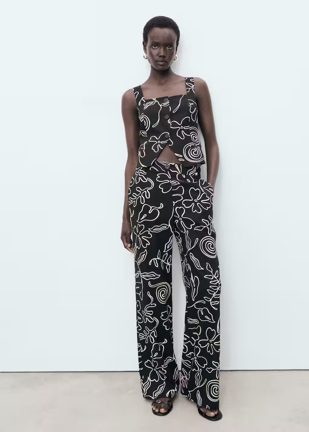 Floral-print linen-blend pants black - Women - 0 - MANGO | Mango (US/MX/AU)