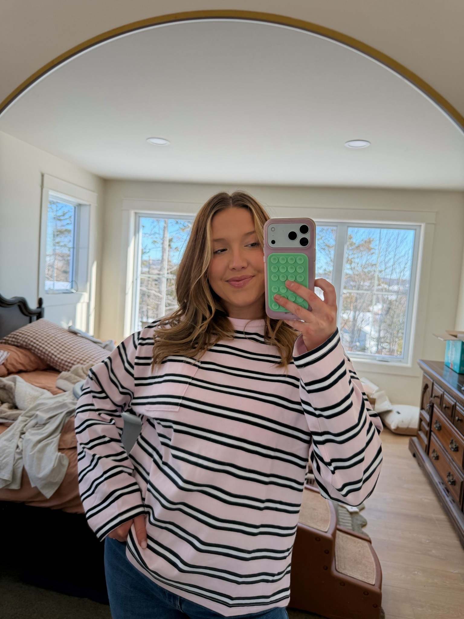 Loving stripes lately!! In a med 

#LTKwinter #LTKjeans #LTKcanada