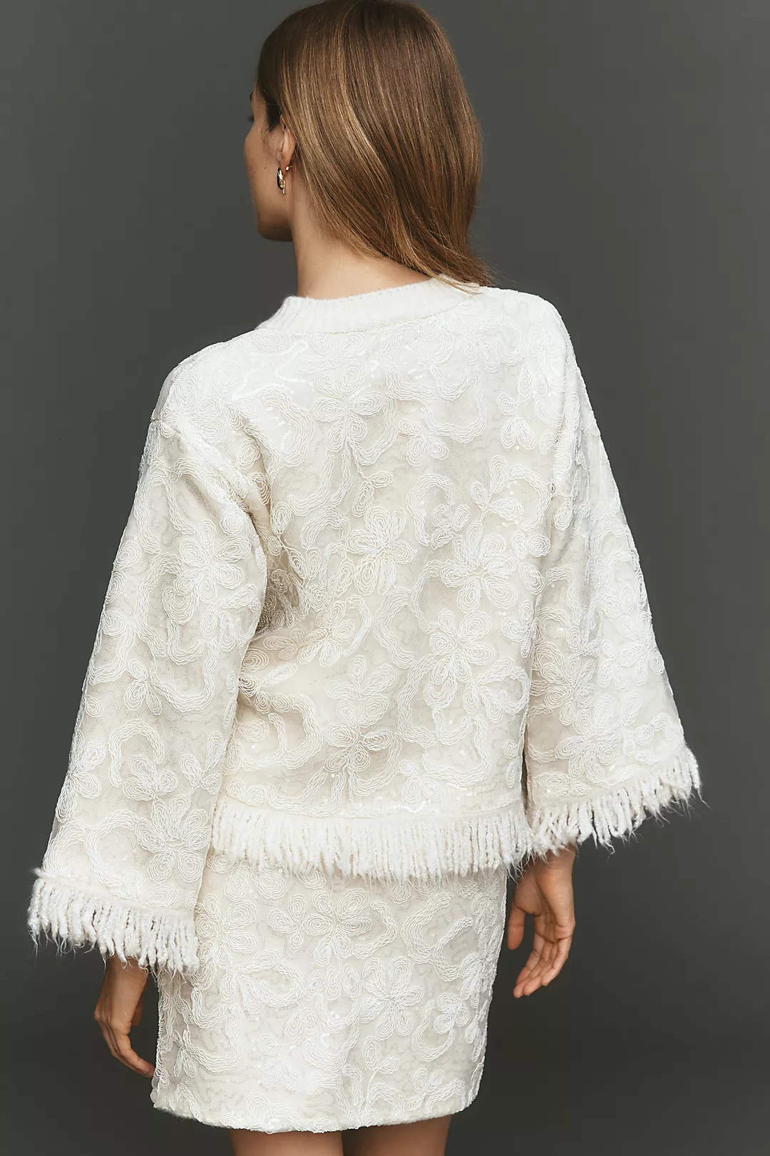 Maeve Shimmer Fringe Boxy Long-Sleeve Top | Anthropologie (US)