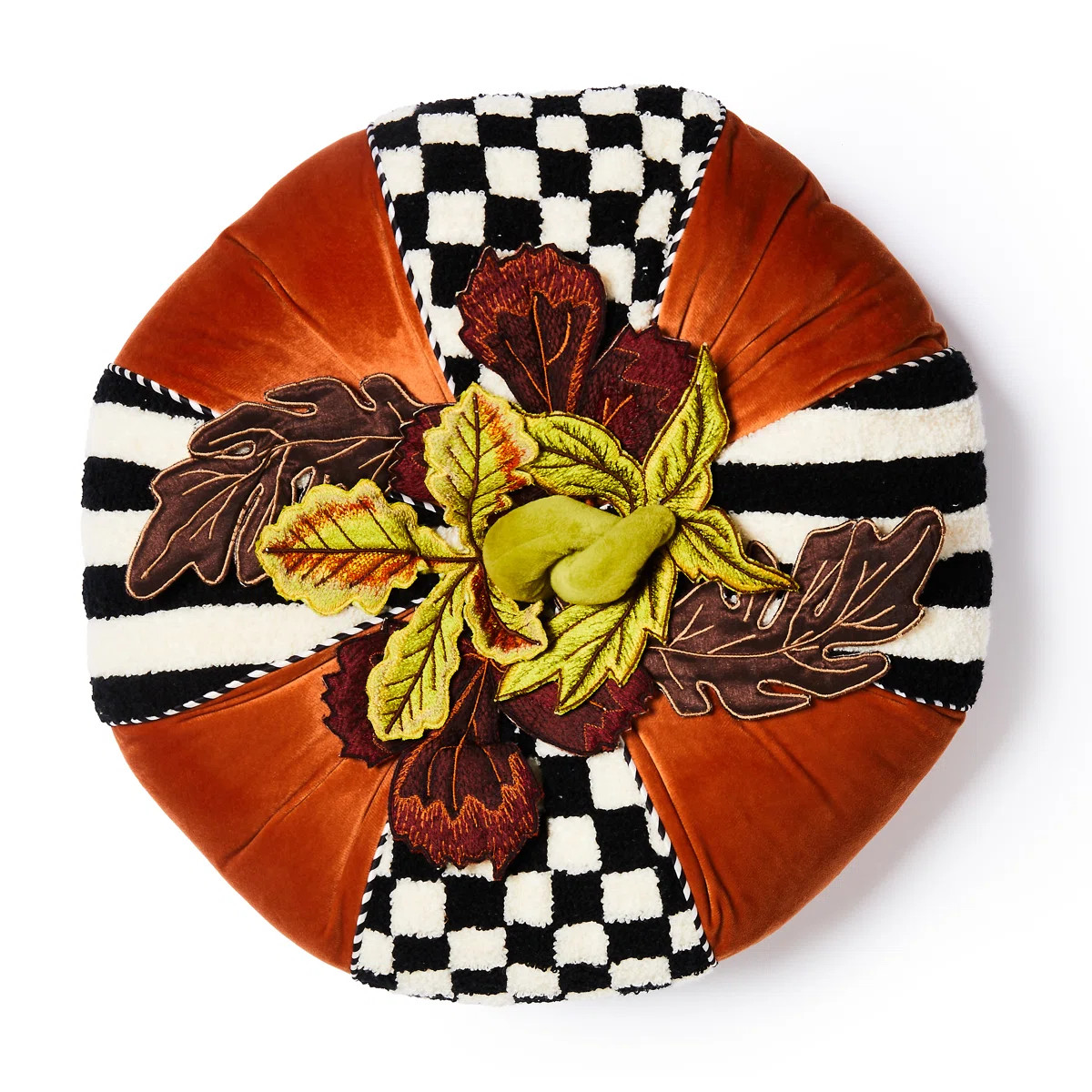 Harvest Check And Stripe Round Pillow | Wayfair North America