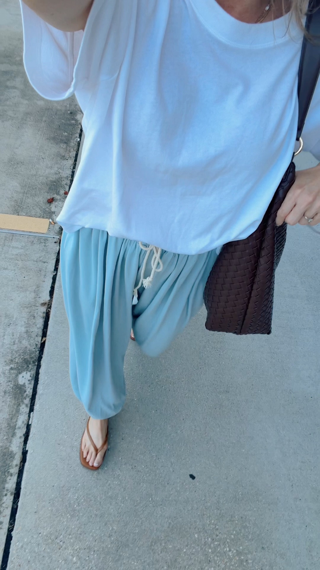 Weekend outfit vibes.✌🏻 THE most comfortable pants I own now. 10/10. 100% cotton. 

Summer outfits women, mom outfits, carpool outfits, casual outfits, oversized white tshirt

#LTKdayinmylife #LTKmomlife #LTKActive