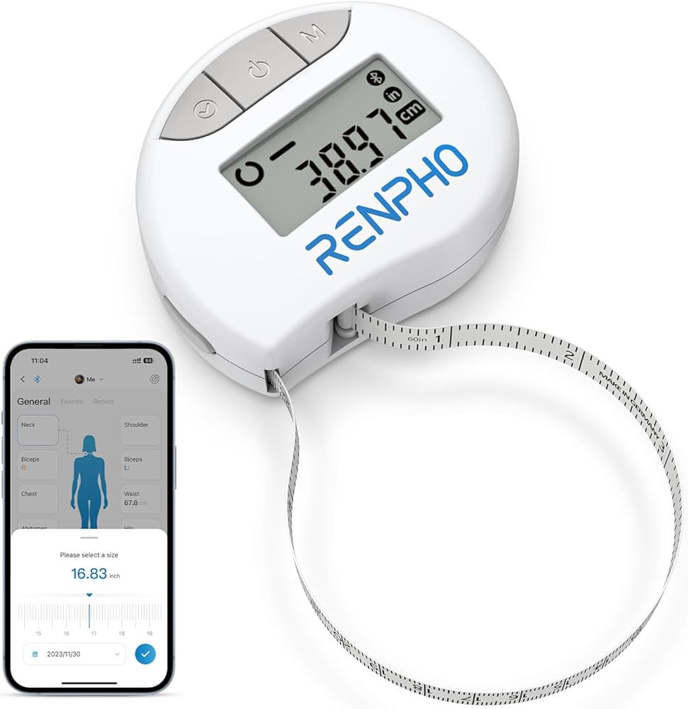 RENPHO Body Measuring Tape, Smart Tape Measure for Weight Loss, Bluetooth Tape with App, Retracta... | Amazon (US)