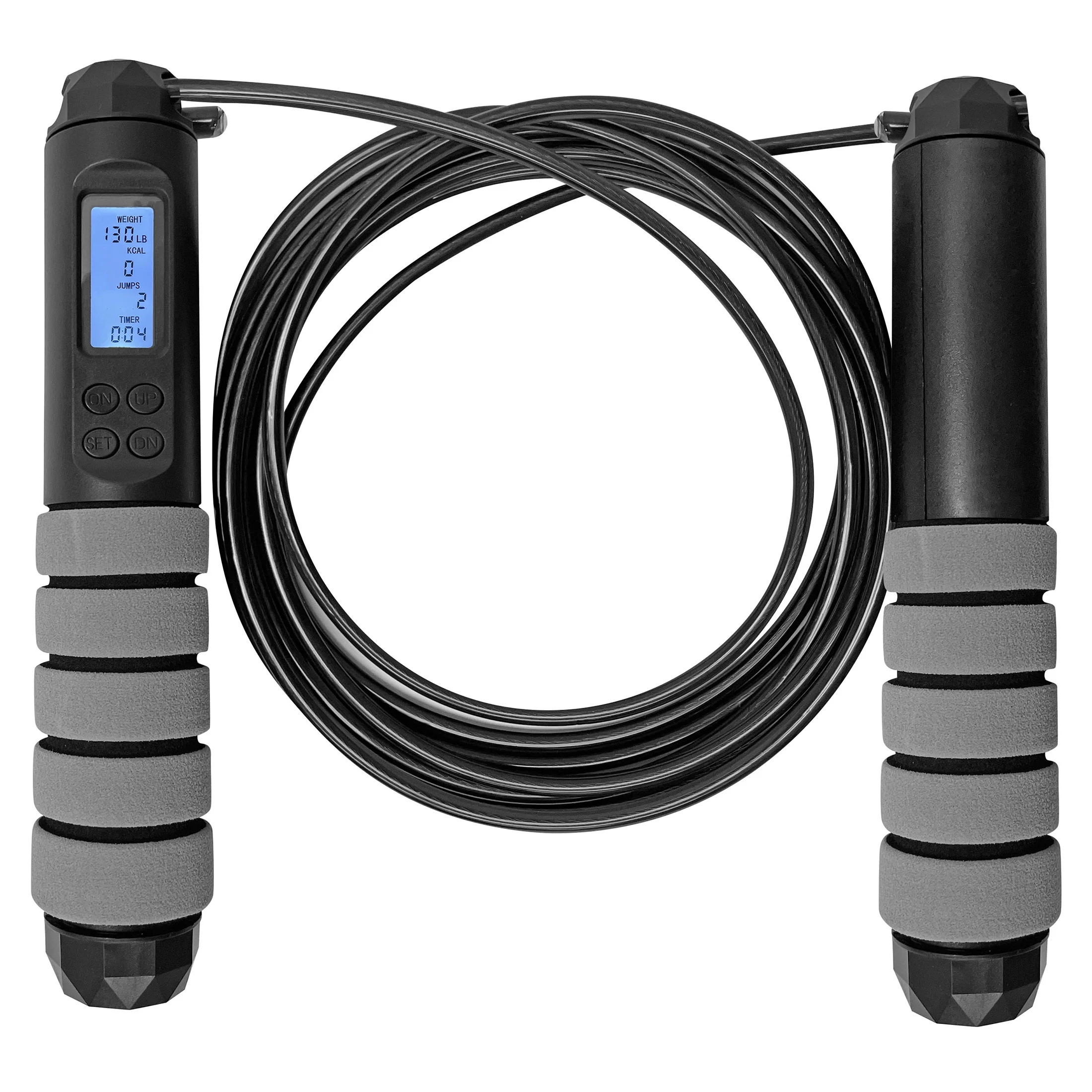 Athletic Works 10 ft. Adjustable Length Digital Weighted Jump Rope with Calorie Counter, Black | Walmart (US)