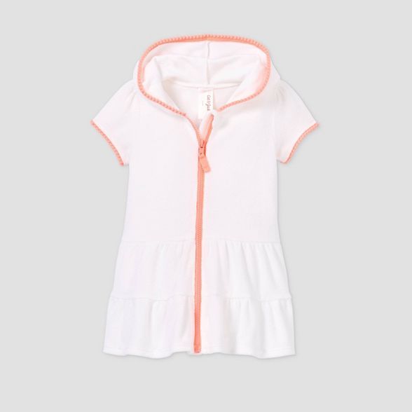 Toddler Girls' Zip-Up Hooded Terry Cover Up - Cat & Jack™ White | Target