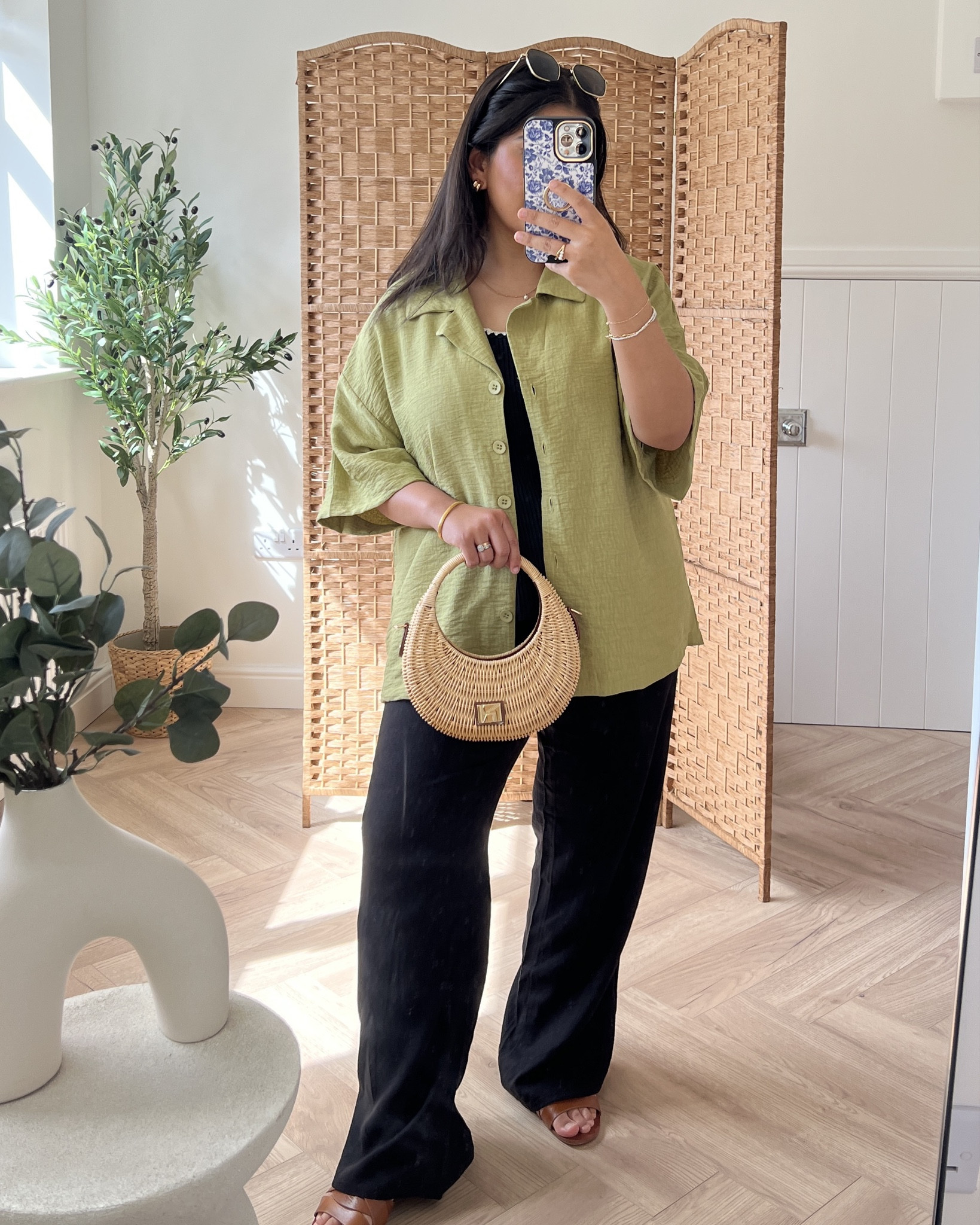 linen season is here - these black linen trousers are a bargain for £15.99 (M) and there's no need for alteration! Paired them with my olive green linen shirt from last year! How cute is my straw bag which is giving miu miu?

holiday outfit, linen season, linen trousers, petite linen trousers

#LTKsummer #LTKspring #LTKbag