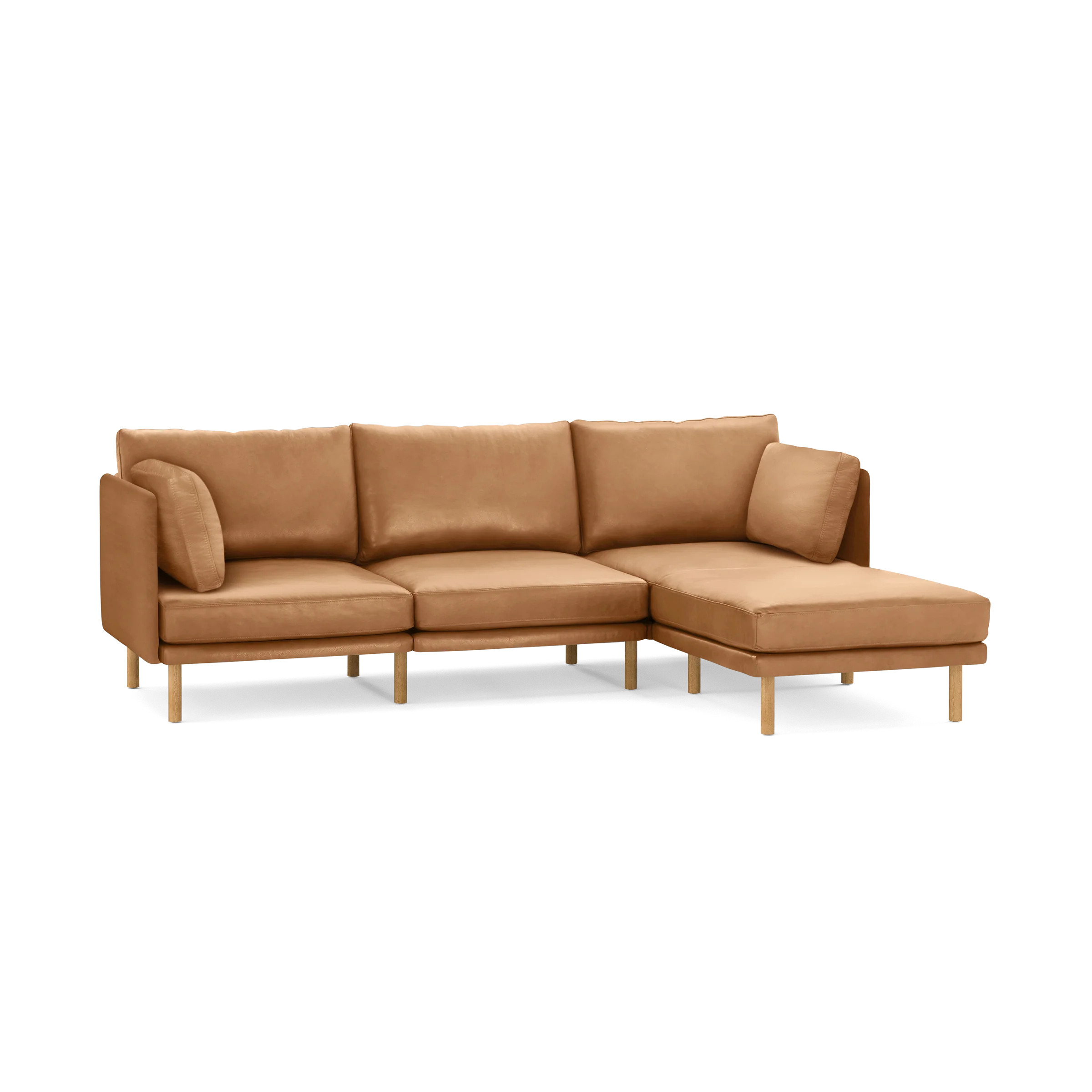 Field Leather 4-Piece Sectional Lounger | Burrow