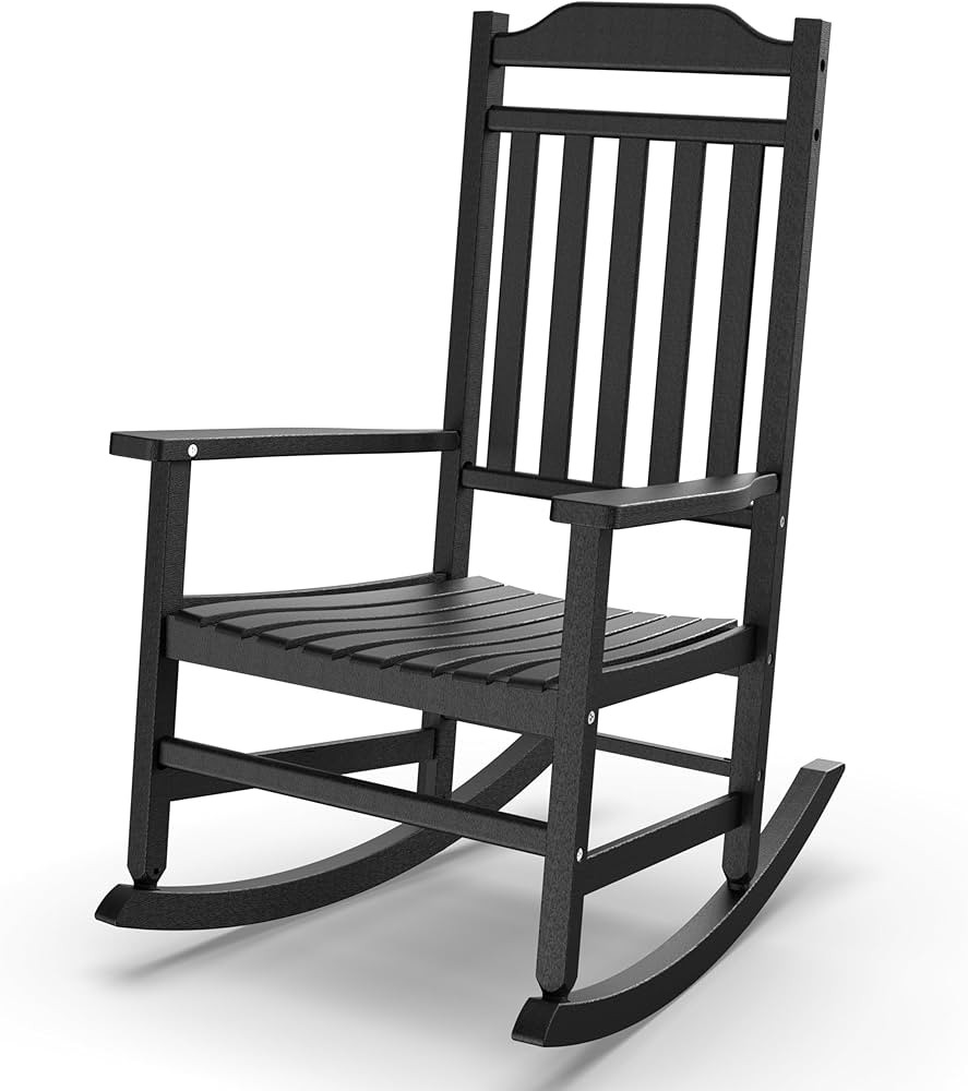 Patio Rocking Chair Outdoor Set of 1,Weather Resistant Poly Resin Oversized Porch Rocker,High Bac... | Amazon (US)