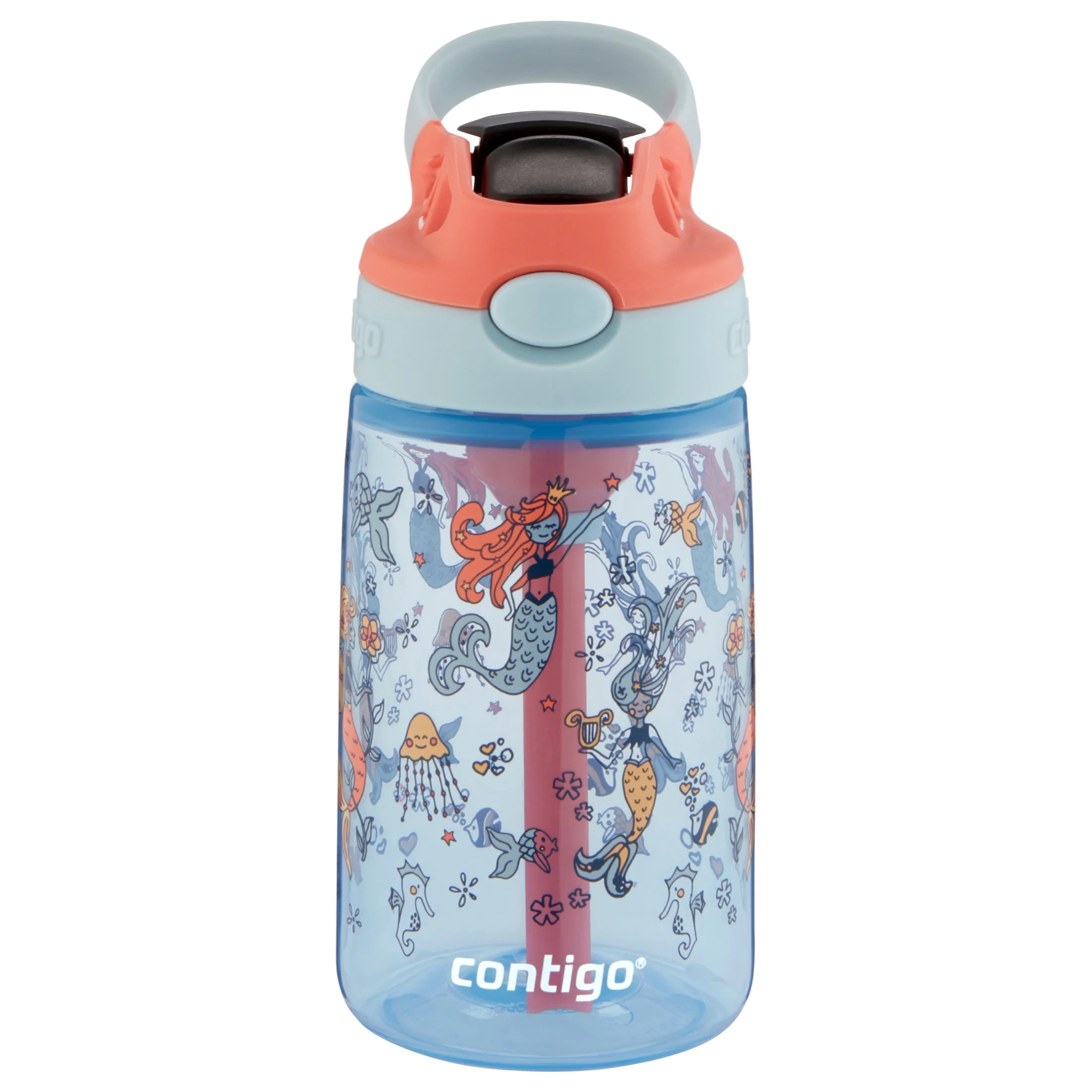 Contigo Kids Water Bottle with Redesigned AUTOSPOUT Straw Lid Mermaids, 14 fl oz. - Walmart.com | Walmart (US)