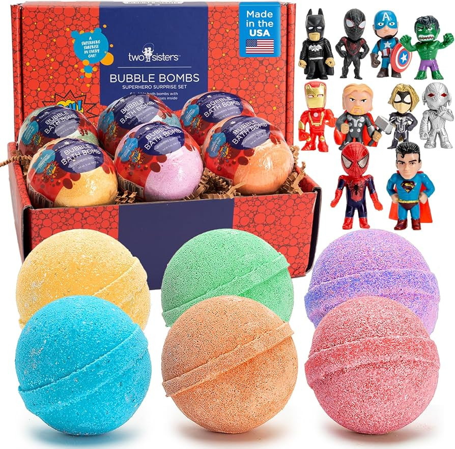 Superhero Bath Bombs for Kids with Surprise Toys Inside (6 Pack) - Large Bubble Bomb Fizzies for ... | Amazon (US)