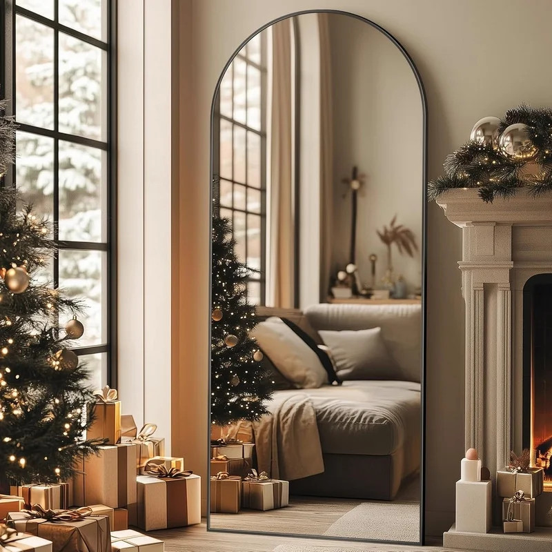 Lumora 67"x23.2" Arched Full Length Mirror Free-Standing Wall Mounted Floor Mirrors, Black | Walmart (US)