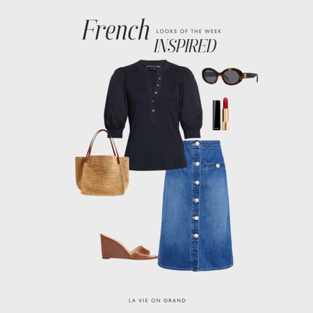French inspired looks 
Outfits of the week 
Love this chic looking denim skirt
and this is one of my favorite tops. 

#LTKStyleTip #LTKSeasonal #LTKOver40