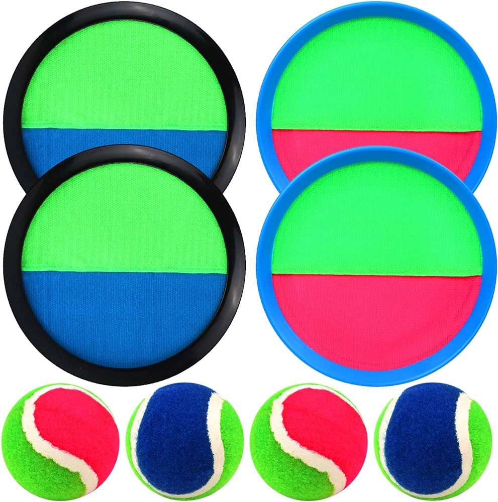 jxzdle Toss and Catch Game Set, Velcro Ball and Catch Game with 4 Paddles 4 Balls and 1 Storage B... | Amazon (US)