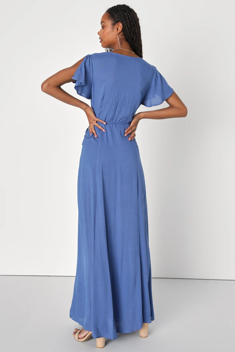 Heart of Marigold Denim Blue Wrap Maxi Dress | Lulus