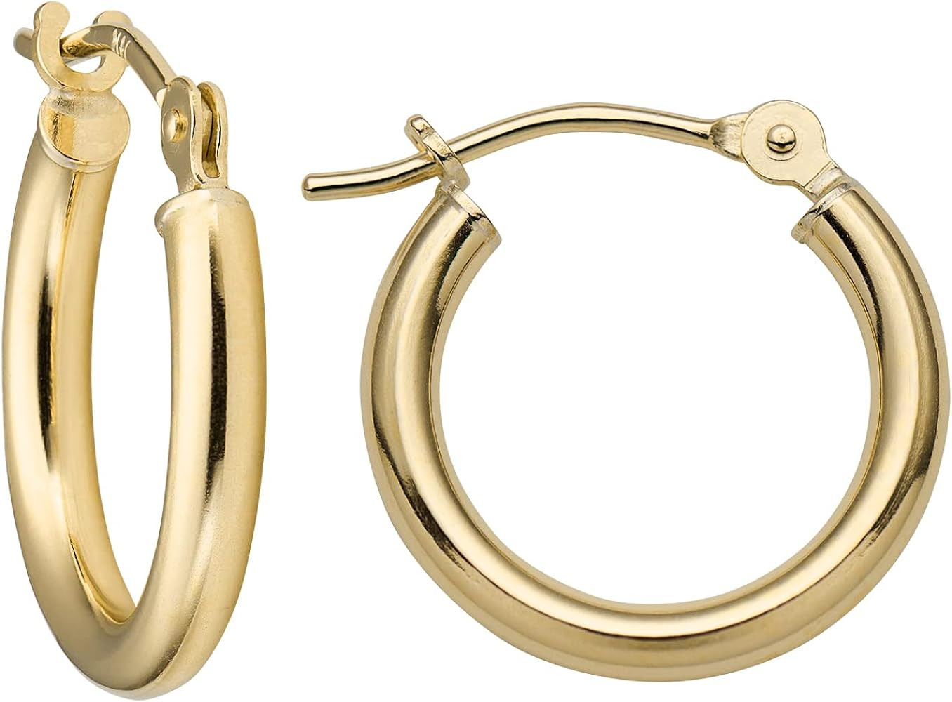 14k Solid Gold Hoop Earrings For Women, 2-mm, Hypoallergenic, Round Click-Top Closure Gold Hoop E... | Amazon (US)