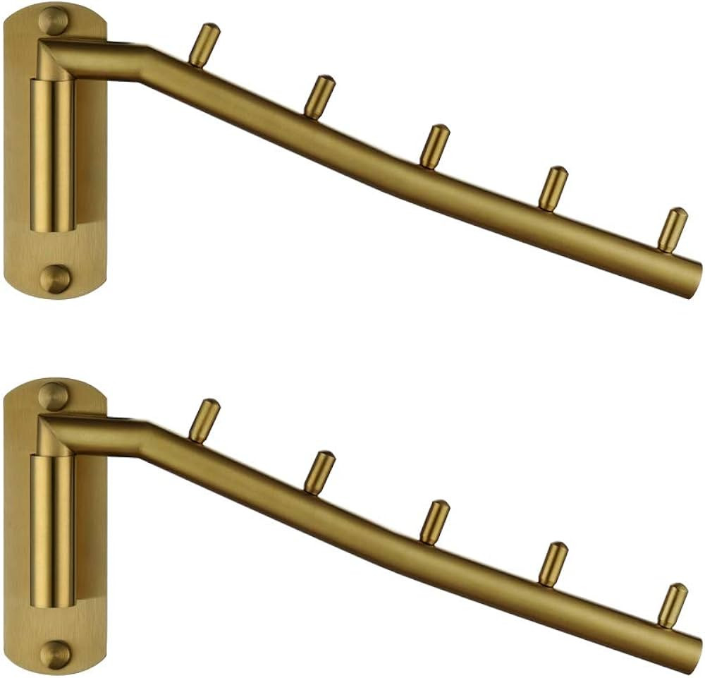 JQK Folding Clothes Hanger Rack, Stainless Steel Swing Arm Hook Holder, Clothing Hanging System D... | Amazon (US)