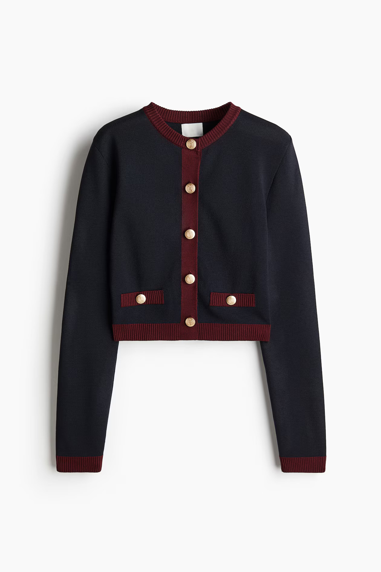 Feinstrick-Cardigan - Marineblau/Weinrot - Ladies | H&M AT | H&M (DE, AT, CH, NL, FI)