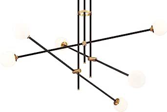 George Kovacs Lighting P8151-681 Cosmet - 6 Light Pendant, Coal/Aged Brass Finish with Etched Opa... | Amazon (US)