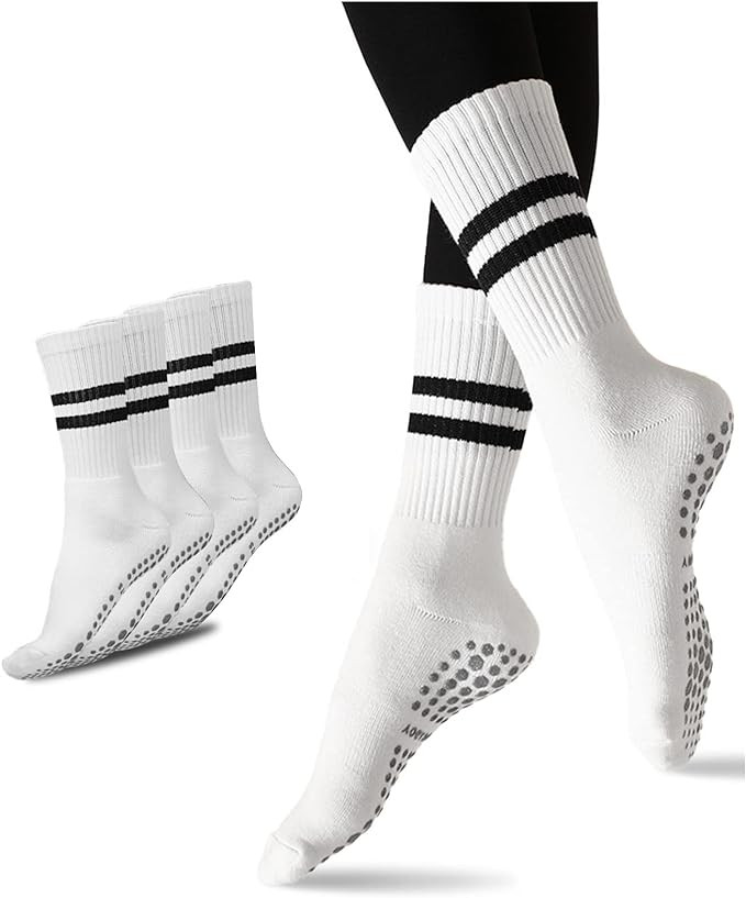 Flydo Pilates Grippy Socks with Grips for Women Yoga Non Slip Long Socks for Pure Barre, Ballet,D... | Amazon (US)