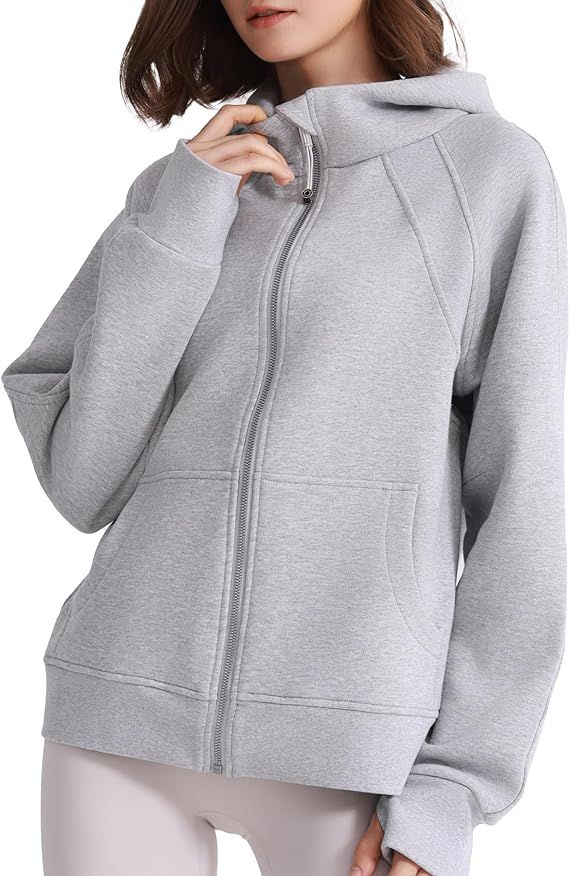 ISEEGZ Womens Fleece Lined Full Zip Up Hoodies Cotton Winter Zipper Sweatshirts Jackets for Women... | Amazon (US)