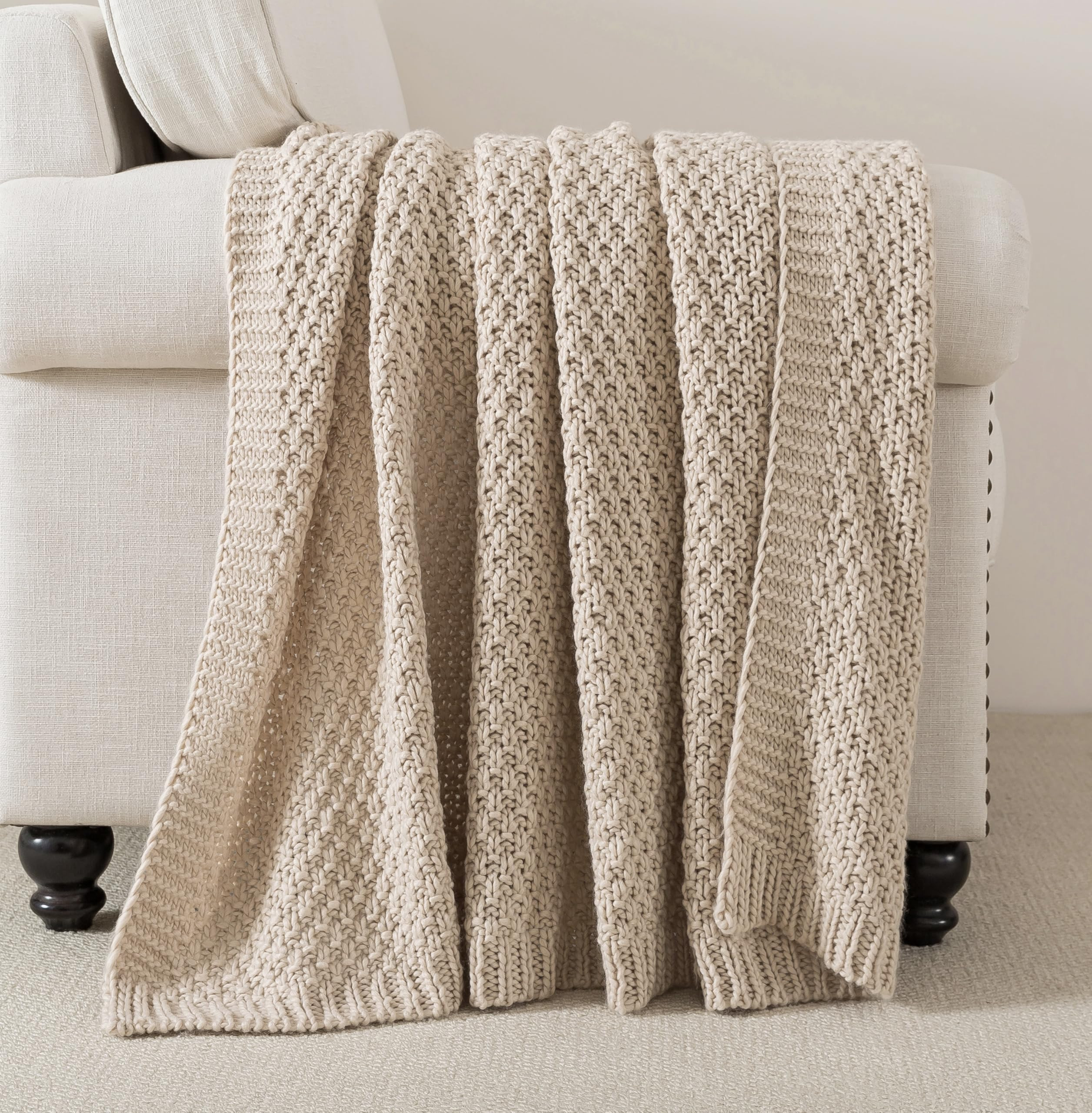 WDCOZY Chunky Cable Knit Throw Blanket Super Soft Warm Knitted Throw Blanket for Couch, Sofa, Cha... | Amazon (US)