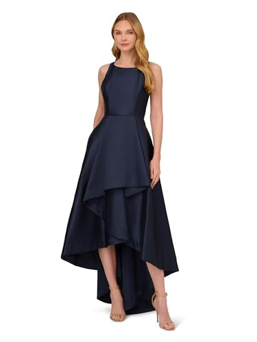 Adrianna Papell Women's Mikado High Low Gown, Midnight | Amazon (US)