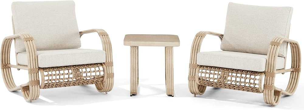 Ulax Furniture Outdoor Sectional Conversation Sofa Set Collection 3-Piece Aluminum Cushioned Bist... | Amazon (US)