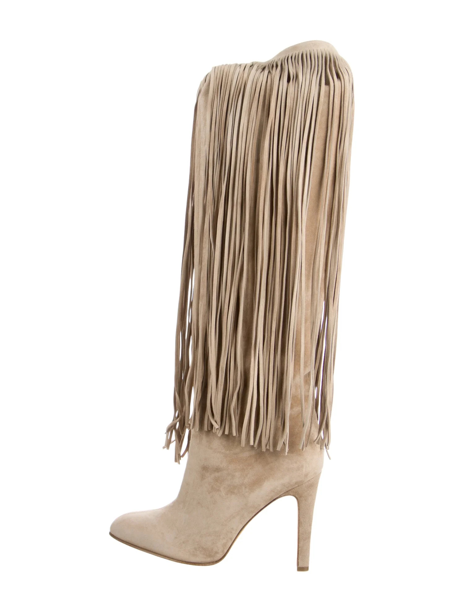 Suede Fringe Trim Accent Boots | The RealReal