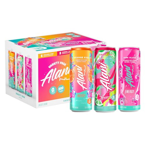 Alani Nu VARIETY PACK CHERRY TWIST, PINK SLUSH, ORANGE KISS Sugar Free, Low Calorie Energy Drinks, 200mg Caffeine, Biotin B Vitamins, Zero Sugar, 10 Calories, 12 Fl Oz Cans, 12 Pack | Amazon (US)
