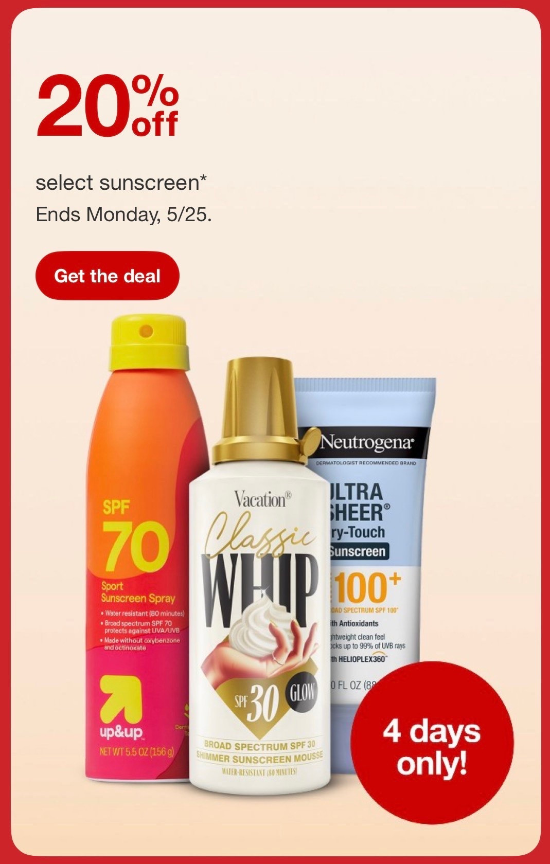 20% off select sun screen @Target 🎯

#LTKSaleAlert #LTKSwim #LTKTravel