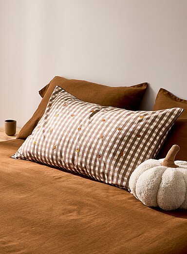 Embroidered pumpkins gingham pillowcase200 thread count | Simons