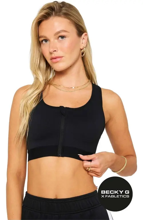 Fabletics Women's Front Zip High Impact Sports Bra in Black at Nordstrom, Size Medium | Nordstrom