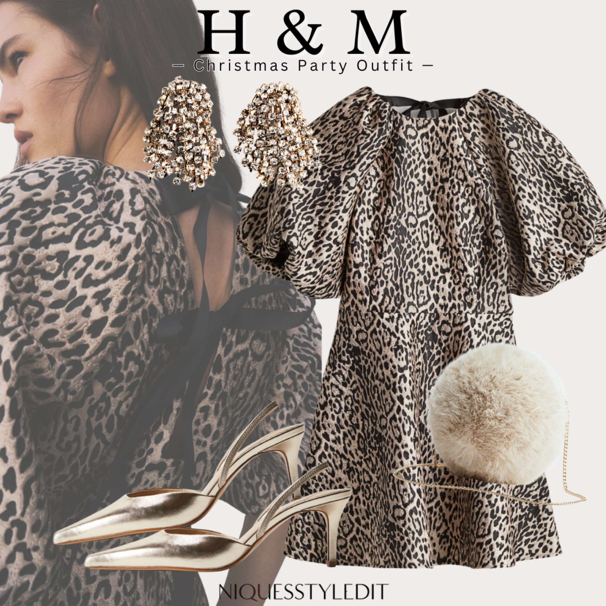 H&M Dress & Accessories; chic trendy Christmas Outfit Ideas. Styled the same dress in three different colors, three completely different looks. Perfect Outfit for any event you have coming up! I have also put together alternative pieces from H&M that will give you a similar look. 

Christmas party outfit. Bows. Bow Shoes. Leopard Dress. Puff Sleeves. 

#christmaspartydress #christmaspartyoutfit #hmstyle #outfitinspirations

#LTKpartywear #LTKstyletip #LTKmidsize
