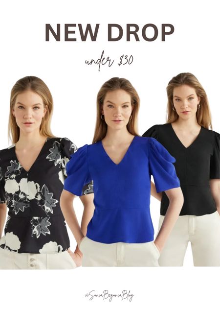 New puffy sleeve tops that come in blue, floral, and black. New fashion releases and drops from Walmart have arrived. #springtops 

#LTKFindsUnder50 #LTKSaleAlert #LTKOver40