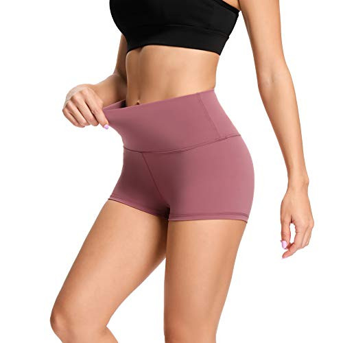 LXNMGO Women's 2" High Waist Yoga Shorts Tummy Control Biker Running Workout Compression Shorts for Women Smoky Pink, S | Amazon (US)
