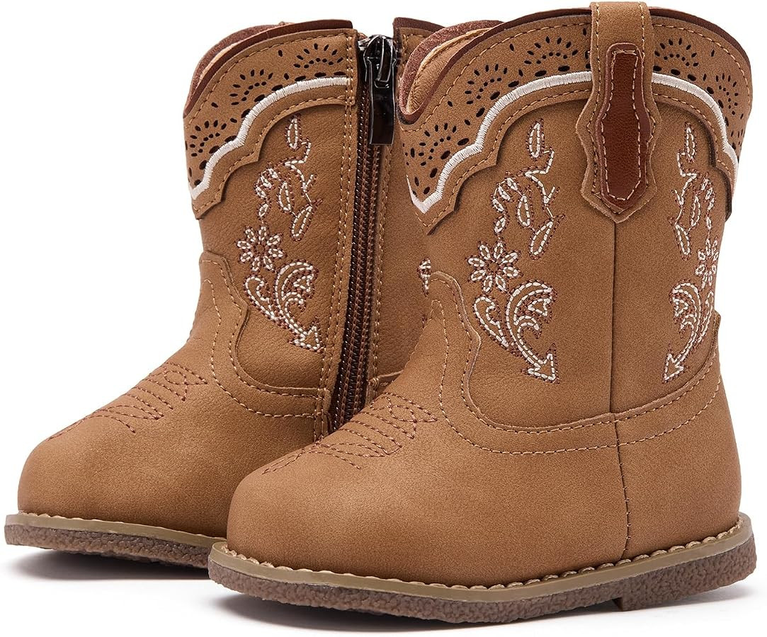 BMCiTYBM Baby Cowboy Cowgirl Boots Infant Western Boots Toddler Boys Girls Round Toe Riding Mid C... | Amazon (US)
