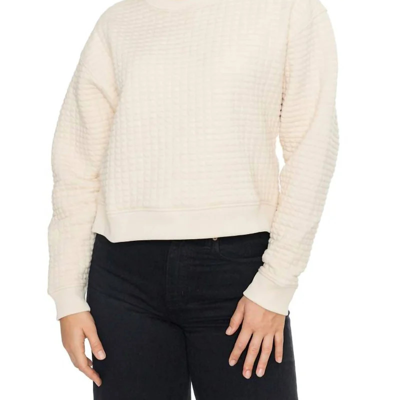 Nation LTD Ozzie Quilted Sweatshirt In White Chocolate - White | Verishop