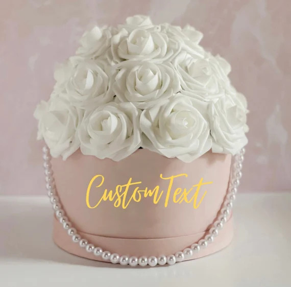 Personalized Pink & White Rose Box  Home Decor  Custom Rose - Etsy | Etsy (US)