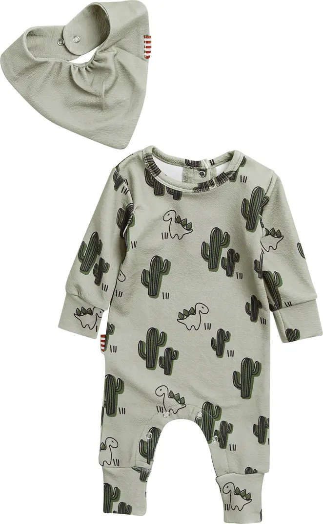 SOOKIBABY Cactus Romper & Bib 2-Piece Set | Nordstromrack | Nordstrom Rack