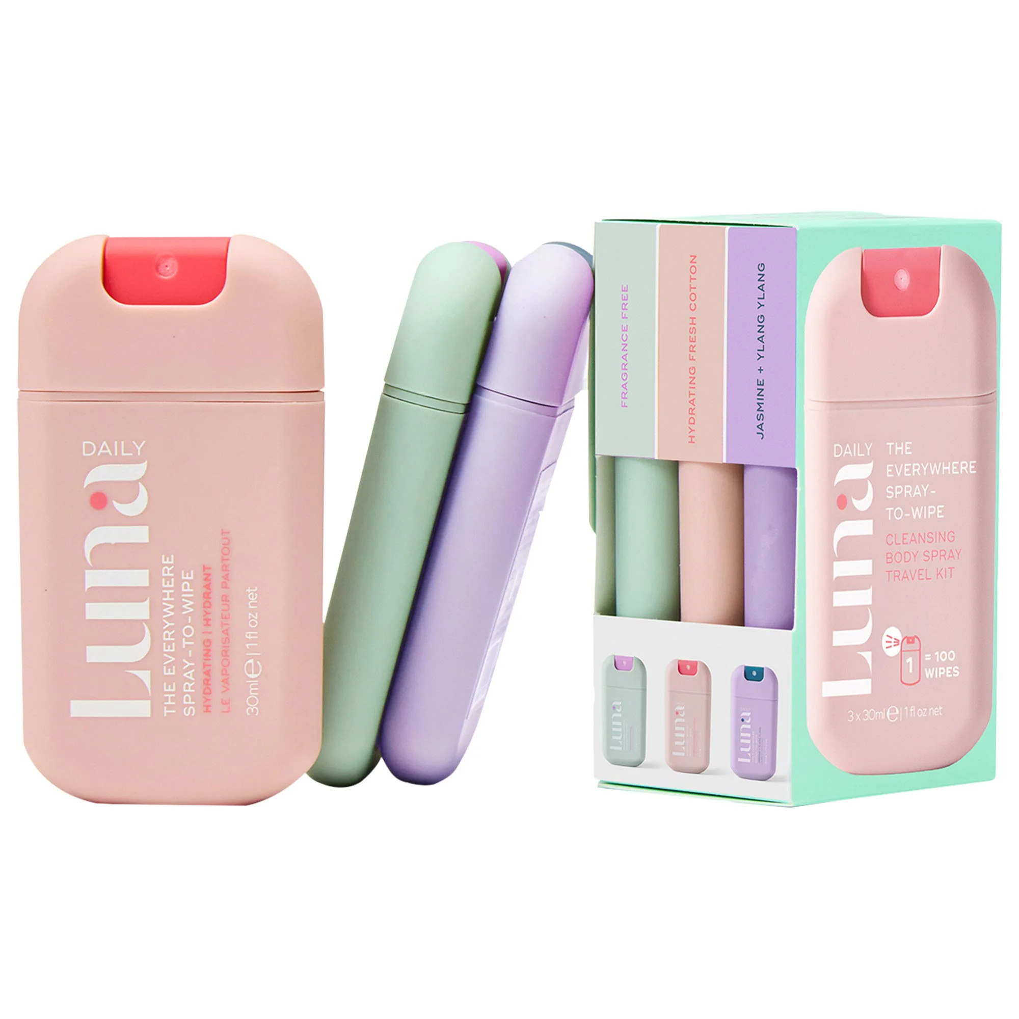 Luna Daily The Everywhere Spray-to-Wipe Mini Trio Holiday Set | Sephora (US)