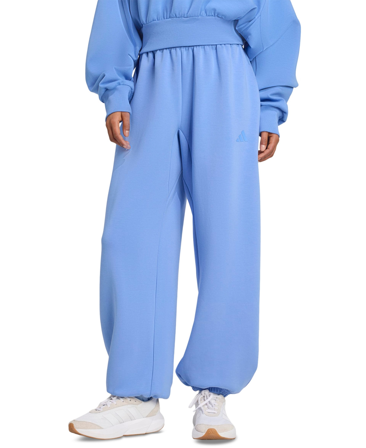 adidas Women's Soft Lux Loose Mid-Rise Pull-On Pants - Blue Fusion | Macy's
