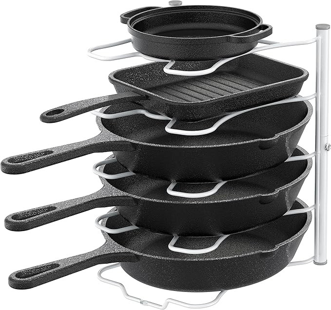 DecoBros Kitchen Counter and Cabinet Pan Organizer Shelf Rack, White | Amazon (US)