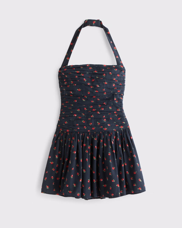 Women's The A&F Emerson Drop-Waist Halter Mini Dress | Women's | Abercrombie.com | Abercrombie & Fitch (US)