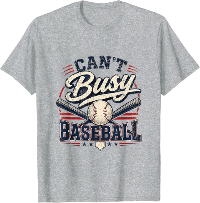 Can't Busy Baseball Vintage Retro Graphic T-Shirt | Amazon (US)