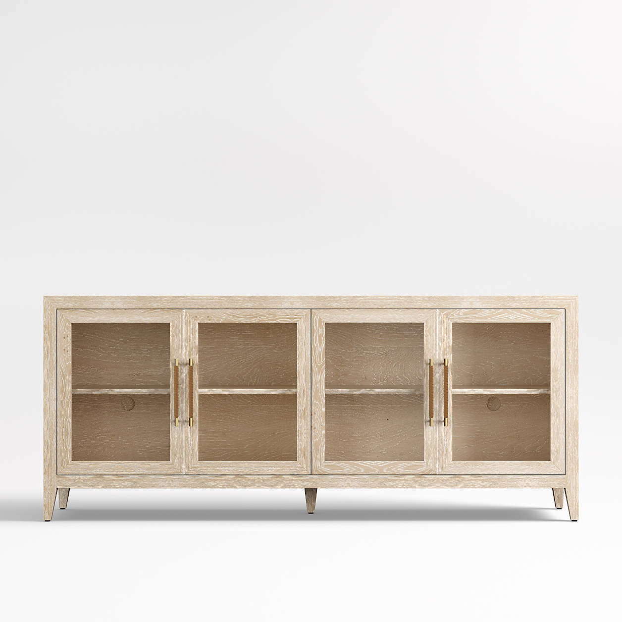 Clairemont 72" Natural Wood Storage Media Console | Crate & Barrel | Crate & Barrel