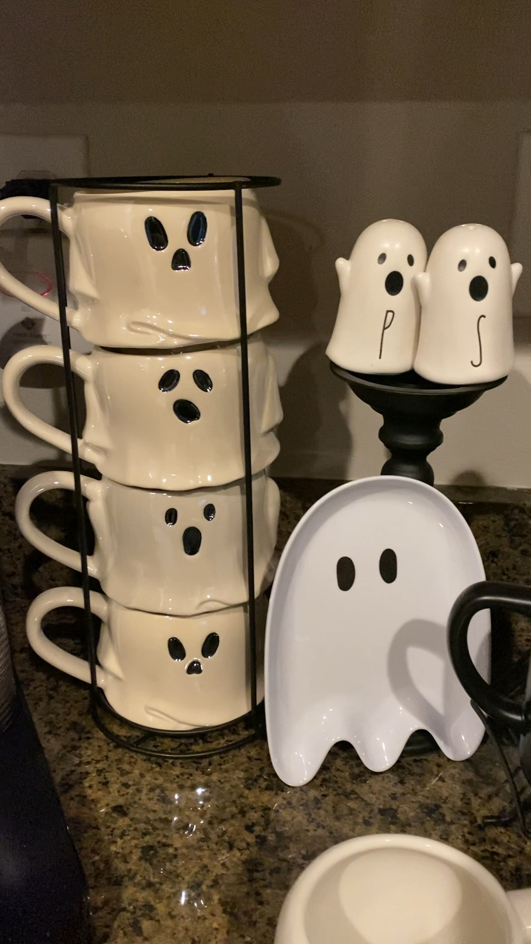 Haunted coffee bar 👻 
Unable to tag ghost mini trays from target, mug from Joanns, and soap dispenser, candy dish, and salt and pepper shakers from Marshall’s!
Happy Halloween!

#LTKHoliday #LTKHalloween #LTKhome