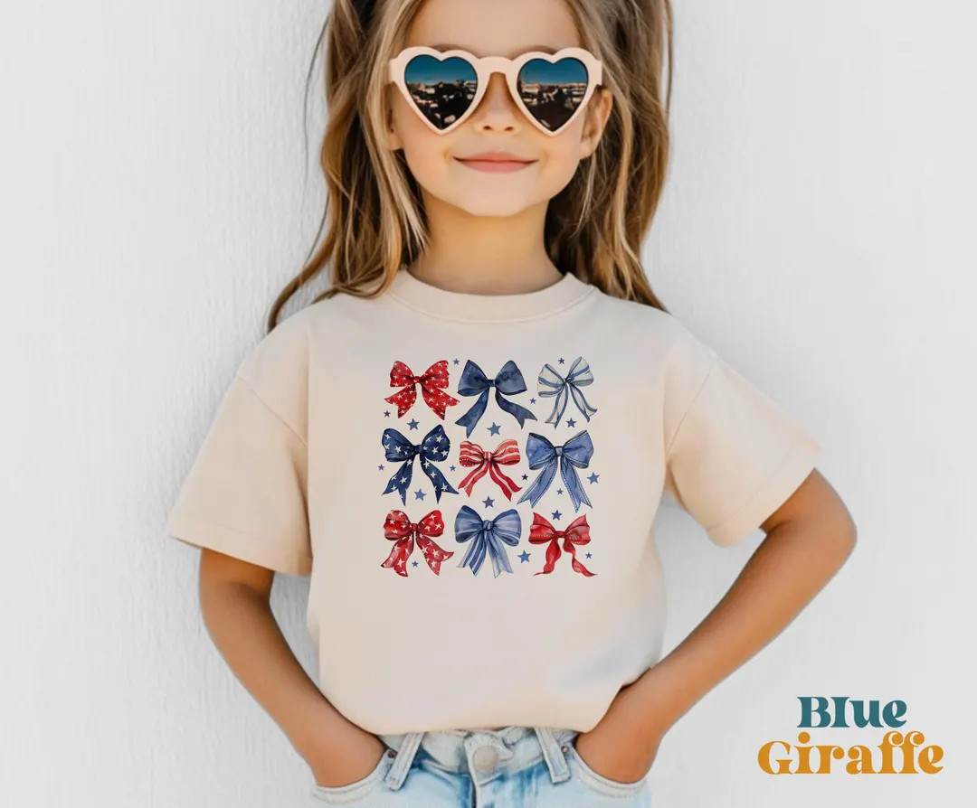 Patriotic Coquette Bow Toddler Shirt - 4th of July Shirt - Boho Coquette Bows Tee - Cute Fourth o... | Etsy (US)