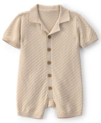 Baby Boys' Button-Down Short-Sleeve Romper | Macy's