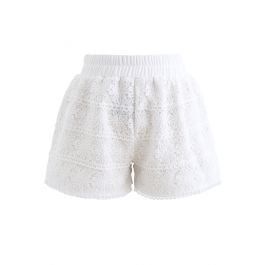Sunflower Crochet Overlay Shorts in White | Chicwish